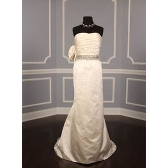 ANNE BARGE Bridal Sash Belt Ivory 572 Embellished Crystals Beading Satin Formal